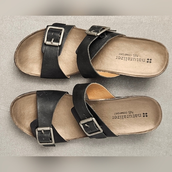 Naturalizer Black Cork Wedge Sandals - Picture 7 of 11